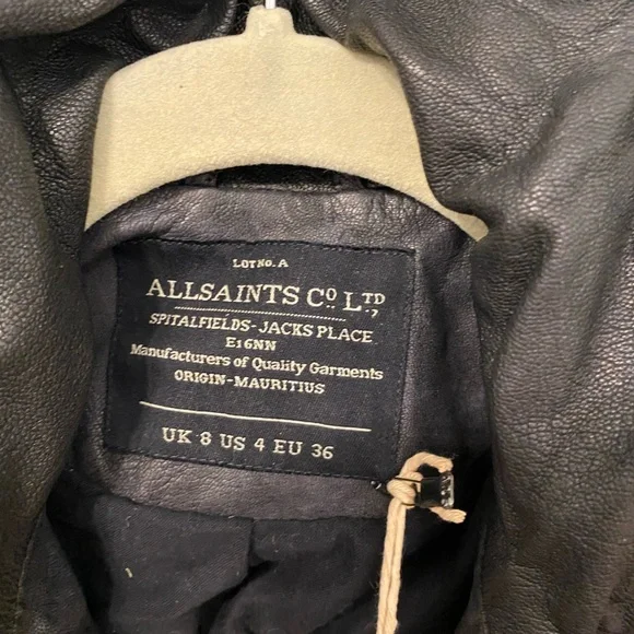 All Saints Black Leather Jacket - Picture 2 of 3